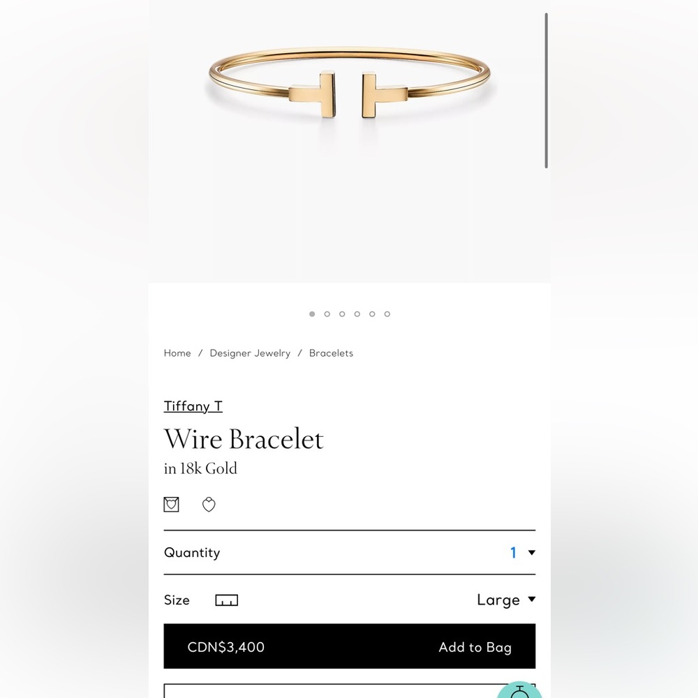 SOLD Tiffany wire T bracelet thicker version - Picture 2 of 6